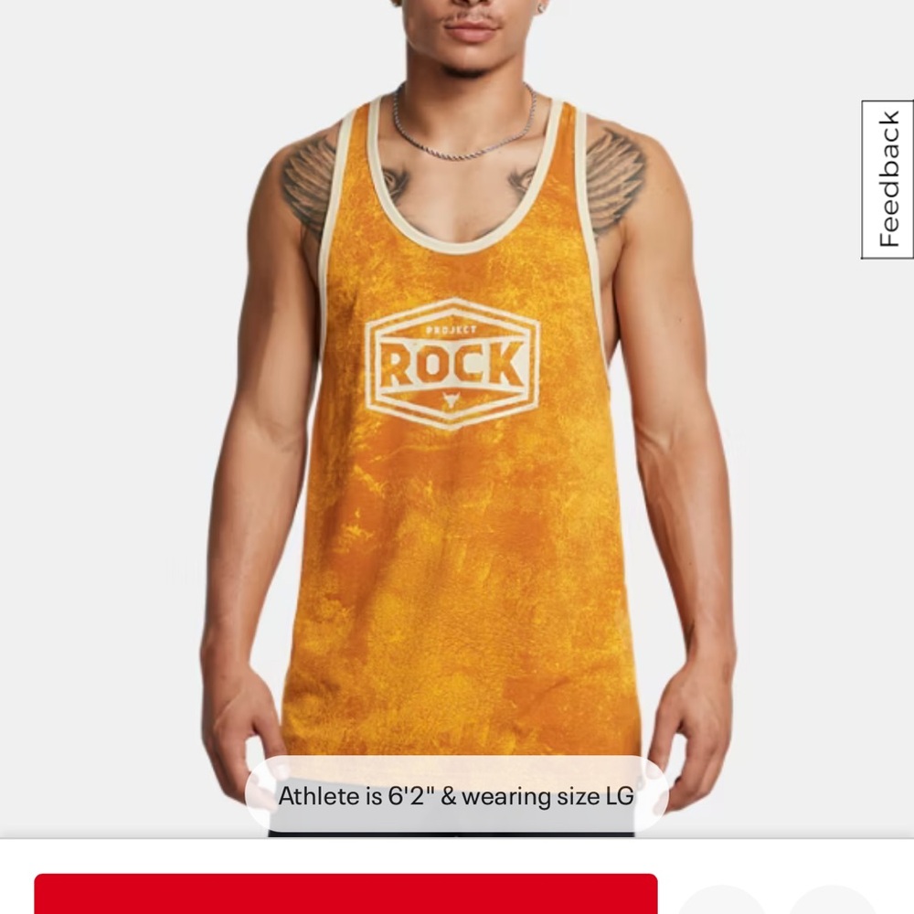 Under Armour Project Rock Orange Muscle Tank Top